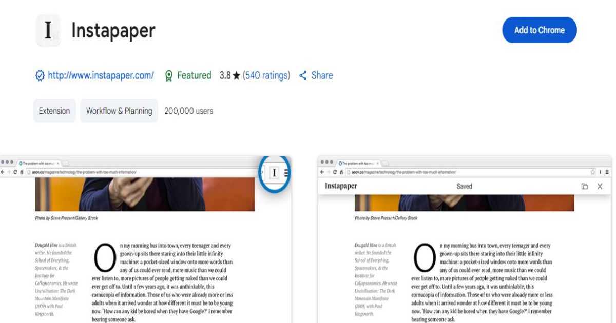 Instapaper: 25 Best Chrome Extensions to 10x Your Productivity in 2025