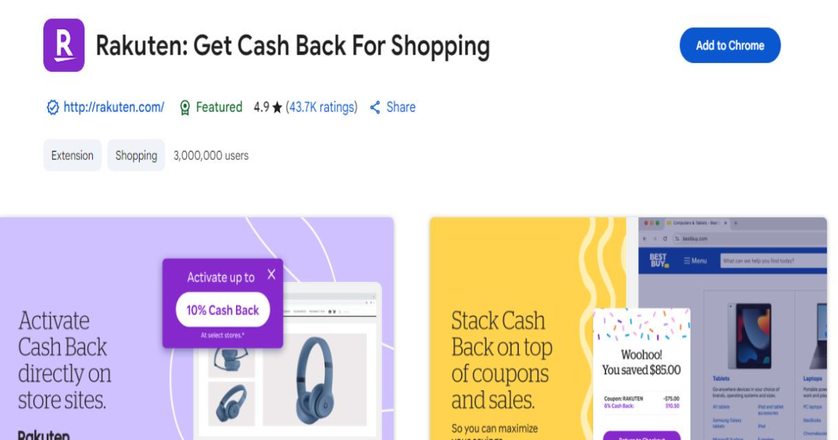 Rakuten: 25 Best Chrome Extensions to 10x Your Productivity in 2025
